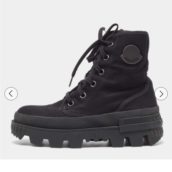 Moncler Black Canvas Pyla Ankle Boots Size 37 - Picture 2 of 7